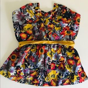Anthropologie floral strapless top